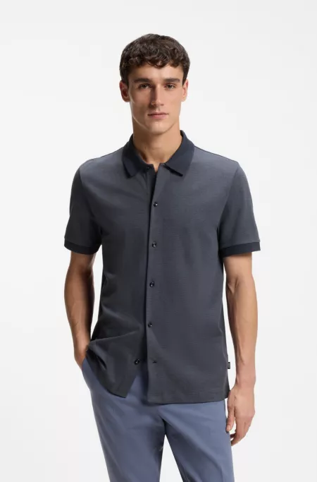 Regular-fit shirt in bubble-structure cotton