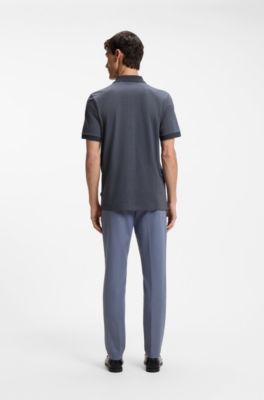 Camisa regular fit de algod&oacute;n con estructura entretejida de burbujas, Azul oscuro