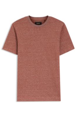Mouline T-shirt in cotton, linen and silk, Brown