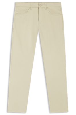 Pantalon Slim Fit Delaware en coton m&eacute;lang&eacute;, Beige clair