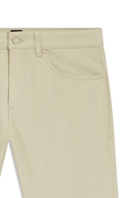 Pantalon Slim Fit Delaware en coton m&eacute;lang&eacute;, Beige clair