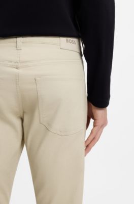 Pantalon Slim Fit Delaware en coton m&eacute;lang&eacute;, Beige clair