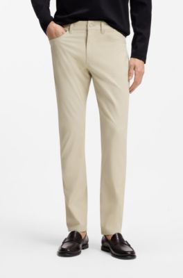 Pantalon Slim Fit Delaware en coton m&eacute;lang&eacute;, Beige clair