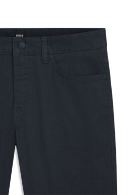 Delaware slim-fit trousers in a cotton blend, Dark Blue