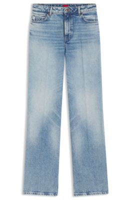 Wide-leg jeans in blue stretch denim, Blue