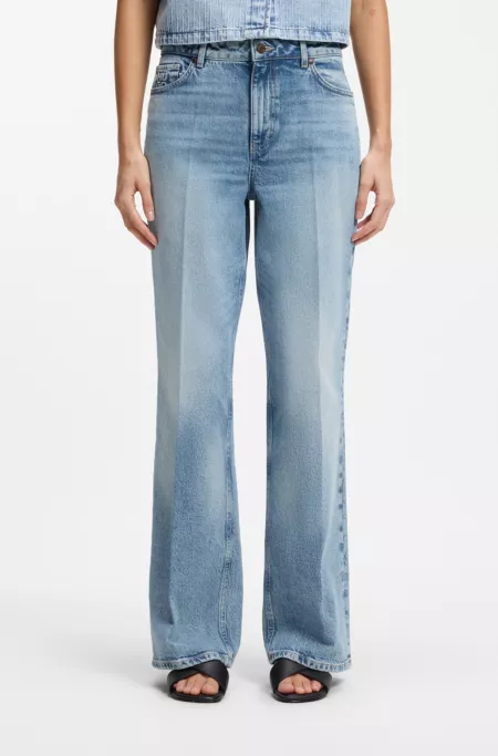 Wide-leg jeans in blue stretch denim