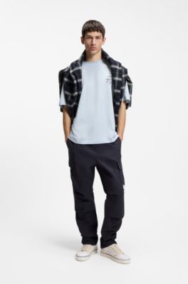 Cotton-jersey T-shirt with printed artwork, Light Blue