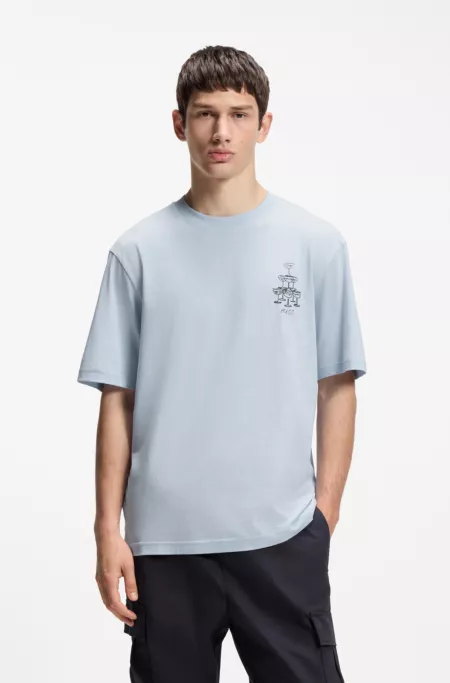 Cotton-jersey T-shirt with printed artwork