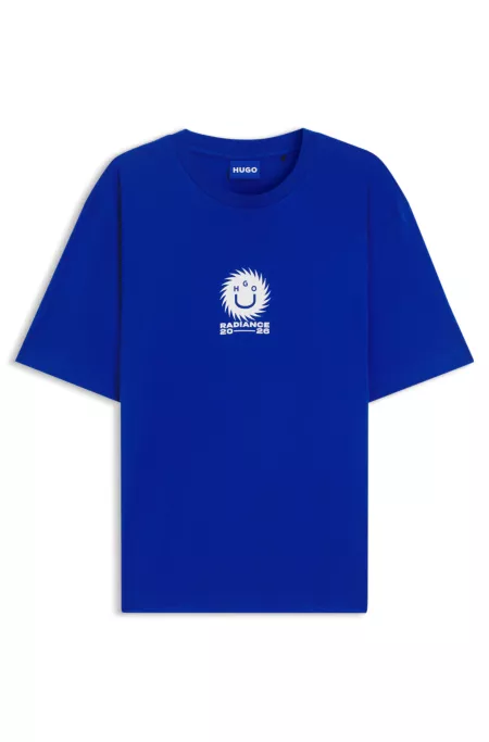 Cotton-jersey T-shirt with Happy HUGO artwork