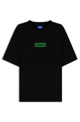 Camiseta de punto de algod&oacute;n con ilustraci&oacute;n estampada, Negro