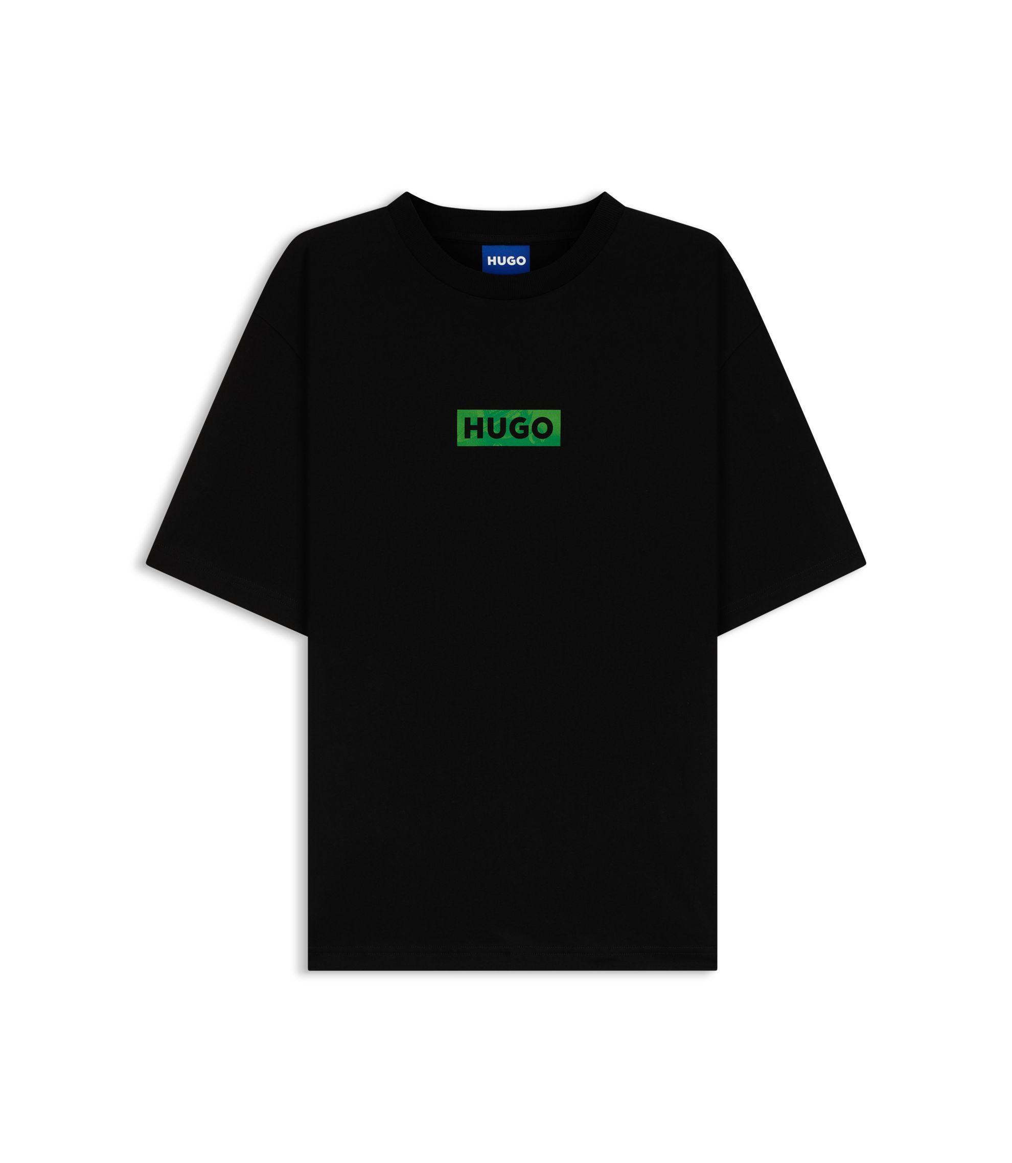HUGO - Cotton-jersey T-shirt with printed artwork - Black