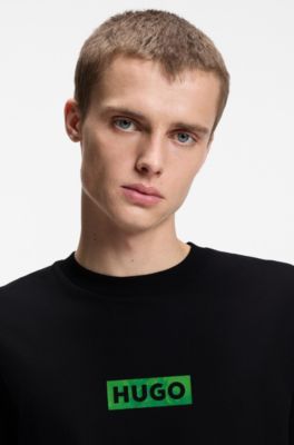 T-shirt en jersey de coton avec motif imprim&eacute;, Noir
