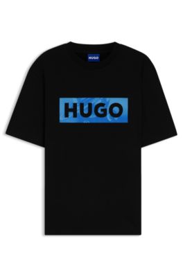 T-shirt en jersey de coton &agrave; logo artistique, Noir