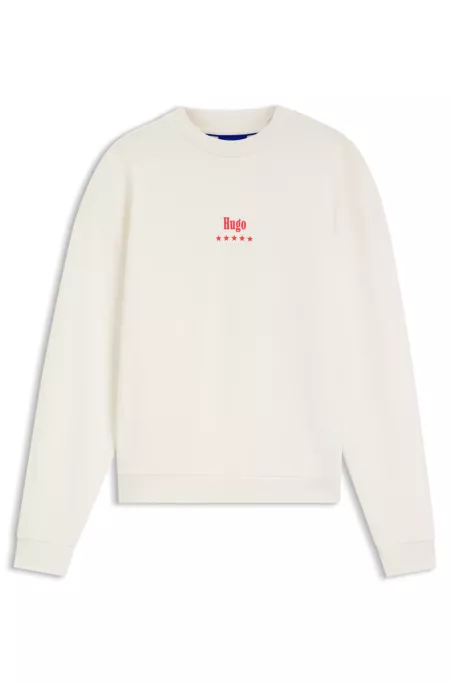 Cotton-terry sweatshirt with Happy HUGO