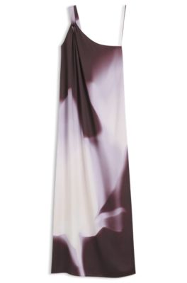 Vestido de un hombro con estampado floral, Fantas&iacute;a