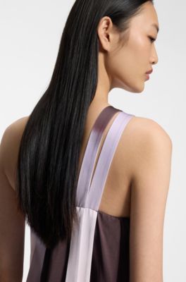 One-shoulder dress with floral print, Patterned