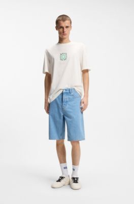 Printed-artwork T-shirt in cotton jersey, White