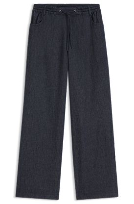 Regular-fit trousers in lightweight denim with drawstring waist
