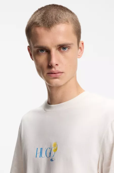 Cotton-jersey T-shirt with rear printed artwork