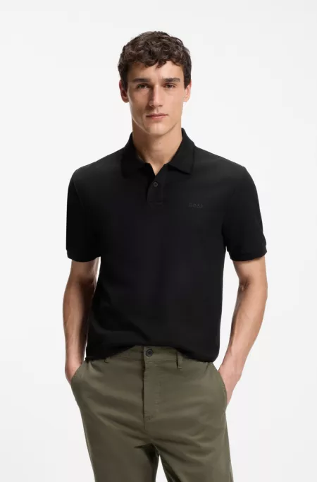 Regular-fit polo shirt in honeycomb-structured cotton pique