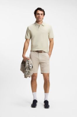 Polo Regular en piqu&eacute; de coton structur&eacute; en nid d'abeille, Beige clair