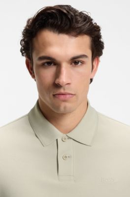 Polo Regular en piqu&eacute; de coton structur&eacute; en nid d'abeille, Beige clair