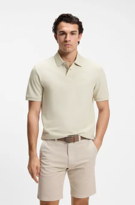 Regular-fit polo shirt in honeycomb-structured cotton pique