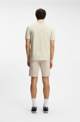 Regular-fit polo shirt in honeycomb-structured cotton pique, Light Beige