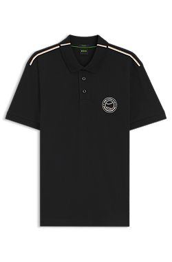 Stretch-cotton polo shirt with tennis-inspired logo