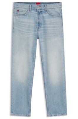 Relaxed-tapered-fit jeans in bright-blue denim, Blue