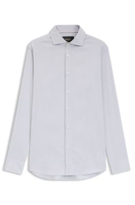 Slim-fit shirt in an Italian-made cotton, Dark Blue
