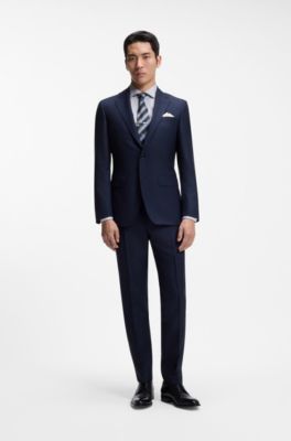 Slim-fit shirt in an Italian-made cotton, Dark Blue