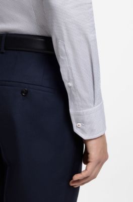 Slim-fit shirt in an Italian-made cotton, Dark Blue