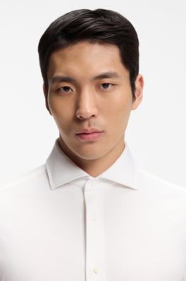 Slim-fit shirt in an Italian-made cotton blend, White