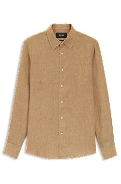 Camisa slim fit de lino fabricado en Italia