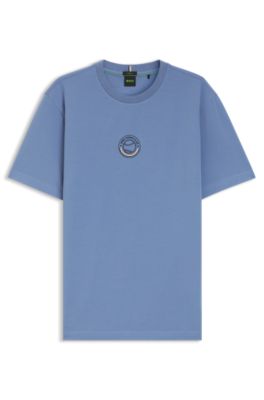 Camiseta de algod&oacute;n el&aacute;stico con ilustraci&oacute;n de tenis, Celeste