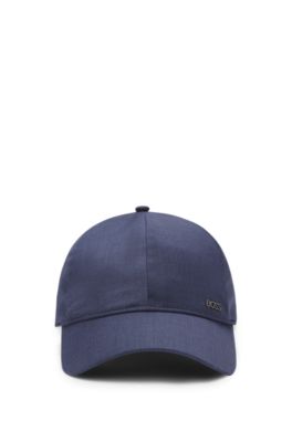 Gorra de lana virgen con detalle de letras de logo met&aacute;licas, Celeste