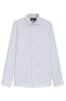 Slim-fit shirt in Italian-made cotton, Dark Blue