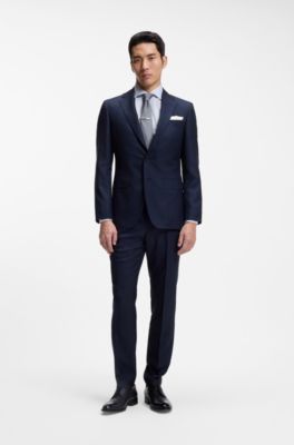 Slim-fit shirt in Italian-made cotton, Dark Blue