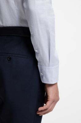 Slim-fit shirt in Italian-made cotton, Dark Blue