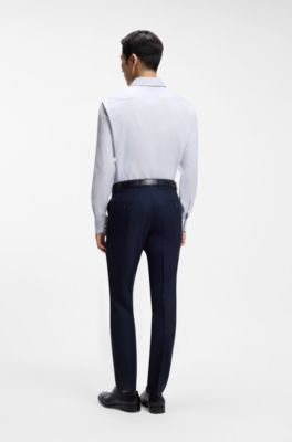 Slim-fit shirt in Italian-made cotton, Dark Blue