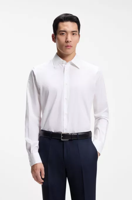 Regular-fit shirt in Italian-made cotton and silk
