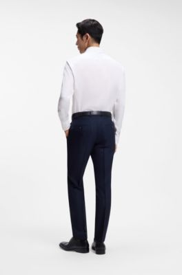 Camisa regular fit en algod&oacute;n y seda italianos, Blanco
