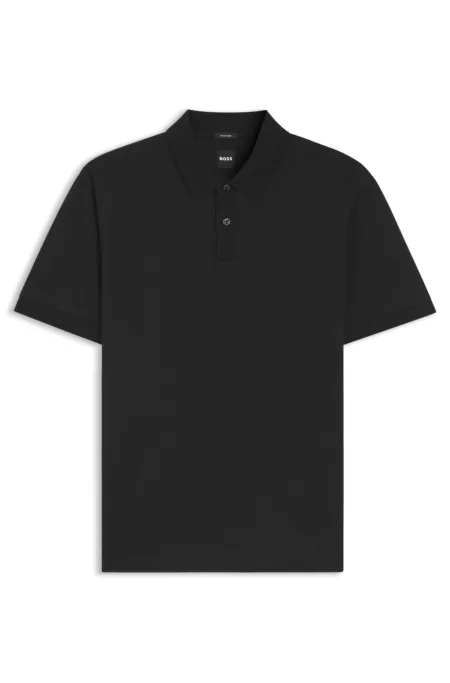 Micro-pattern polo shirt in mercerised cotton