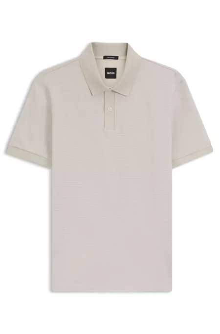 Micro-pattern polo shirt in mercerised cotton