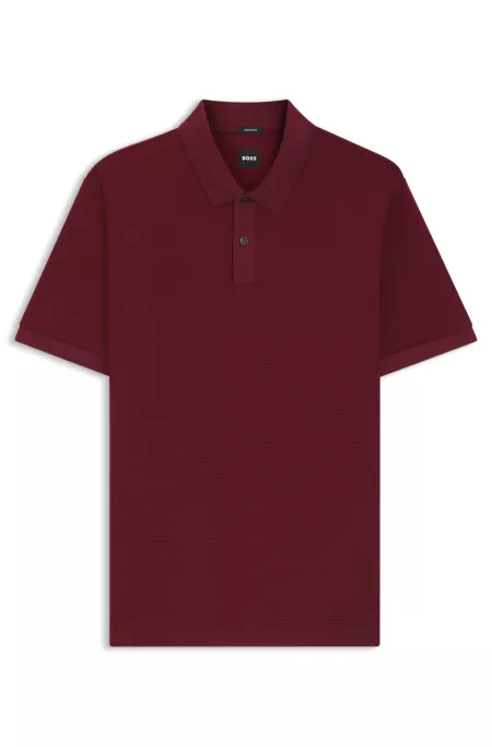Micro-pattern polo shirt in mercerised cotton