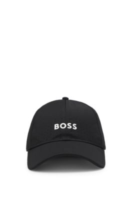 Gorra perforada con logo en relieve, Negro