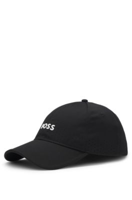Gorra perforada con logo en relieve, Negro