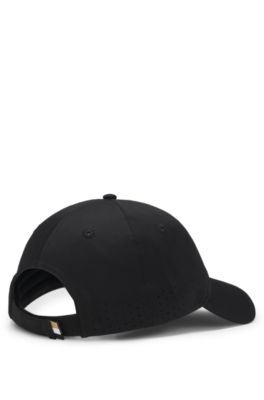Gorra perforada con logo en relieve, Negro