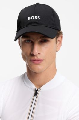 Gorra perforada con logo en relieve, Negro